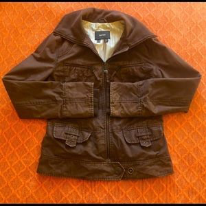 Brown Cotton Zippered Jacket